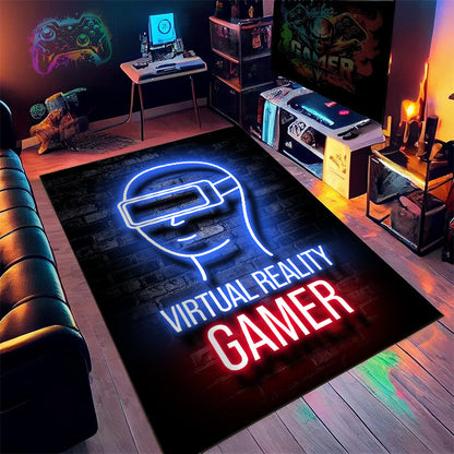 Alfombra de decoración de sala de máquinas de juegos de neón