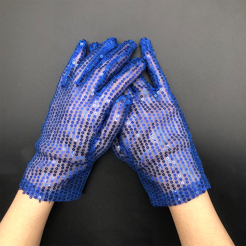 Gants réfléchissants à paillettes fines pour performances sur scène