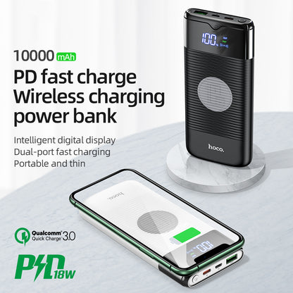 Power Bank 10000mAh Cargador inalámbrico Power Bank PD QC3.0 18W Carga rápida USB Power Bank Batería externa