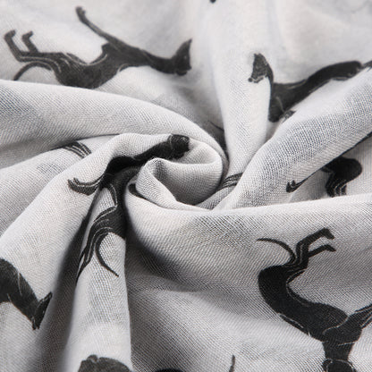 Foulard noir imprimé chien