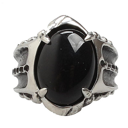 Bague pour hommes Punk Goth Vintage avec pierres précieuses en titane et acier moulé