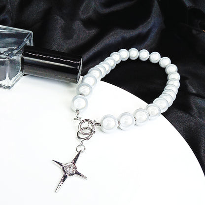 Design Cross Reflective Pearl Necklace Beaded