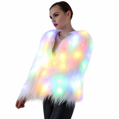 Chaqueta LED con abrigo de piel para festival