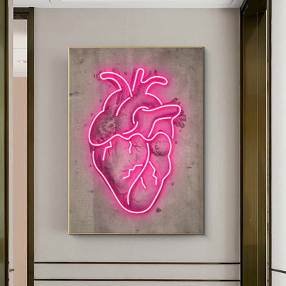 Abstract Neon Heart Skeleton Artwork Decorative Painting