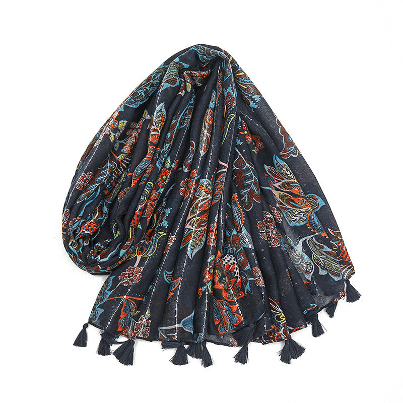 Women's Fashion Bohemian Rhinestone Printed Scarf