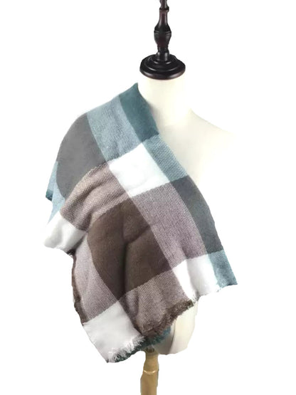 Autumn And Winter Scarf Colorful Plaid Square Scarf