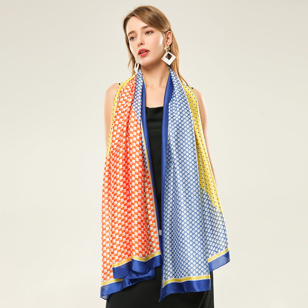 Geometric stitching ladies scarf