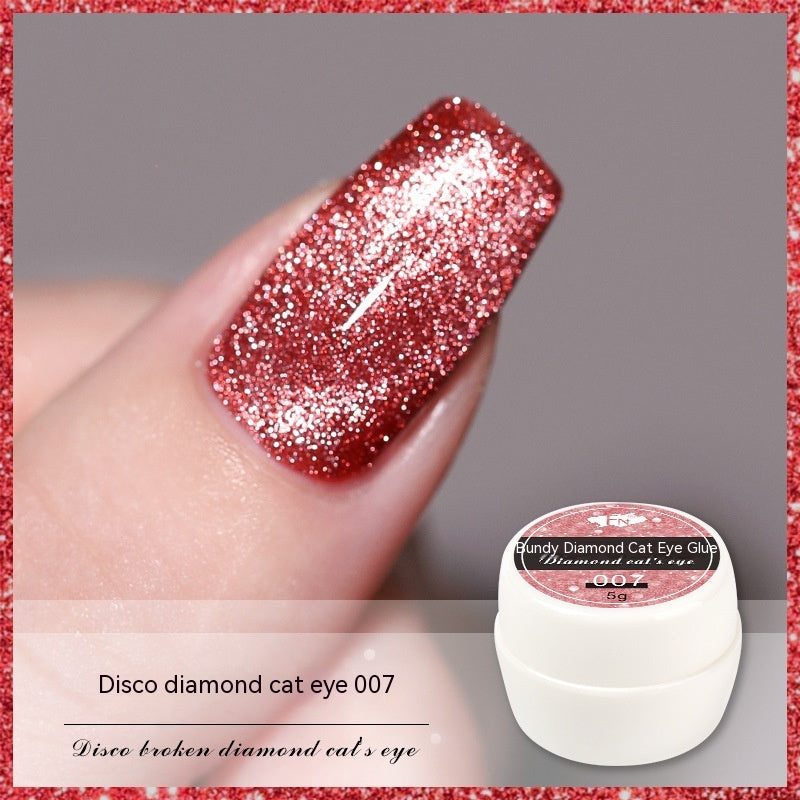 Reflective Diamond In The Debris Glue Cat Eye Gel Polish Nail Art