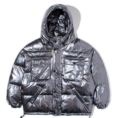 Bread clothing thickened solid color reflective tooling jacket