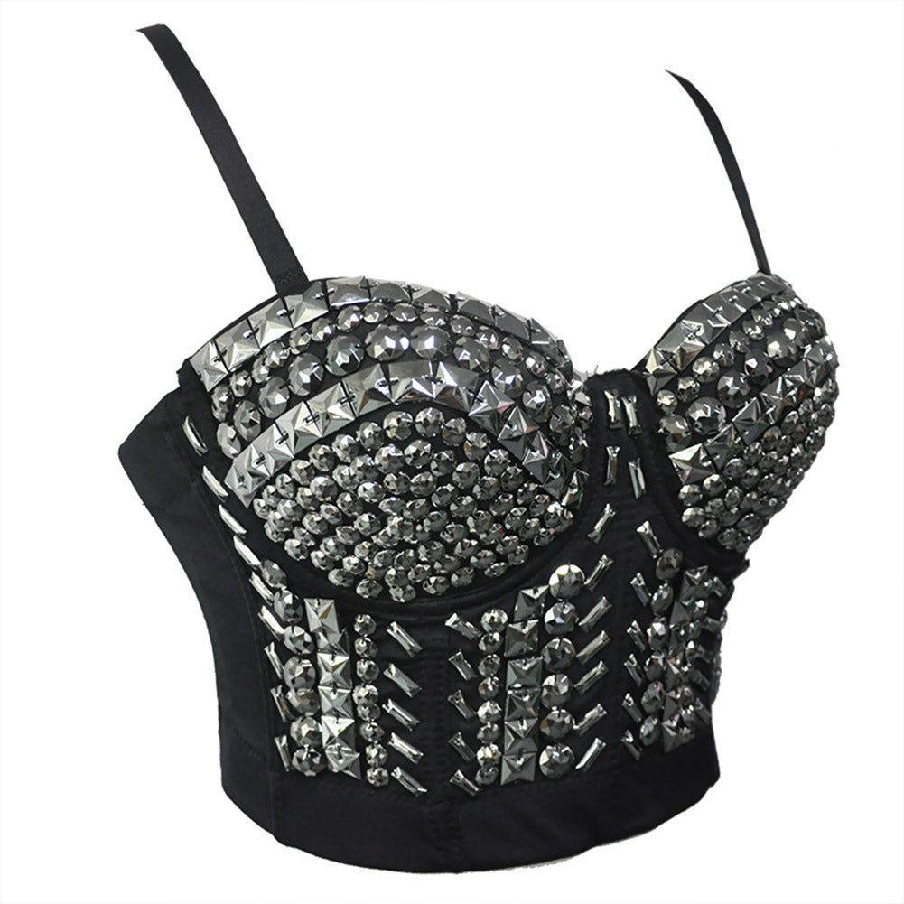 Soutien-gorge sexy pour femmes, style punk, paillettes et perles