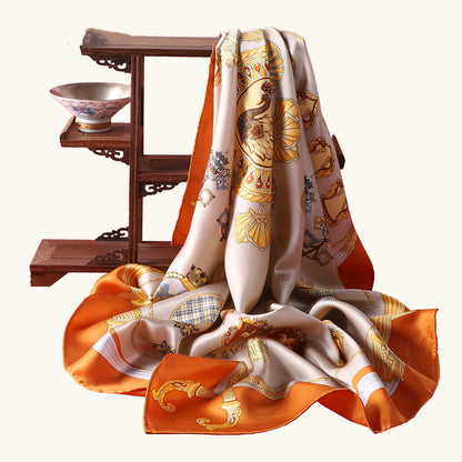 Grand foulard carré châle foulard imprimé en soie