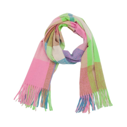 Plaid Scarf Thickened Fringe Bib Rainbow Scarf Shawl