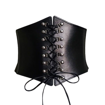 Ceinture élastique amincissante à lacets et rivets Punk pour femmes, contrôle de la taille