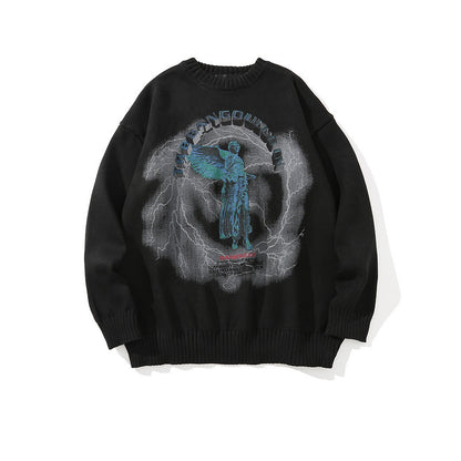 High Street Tie Dye rayé tricot pull pull Hip Hop pour hommes