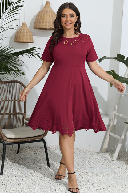 Robe Ajourée Col Rond Grande Taille