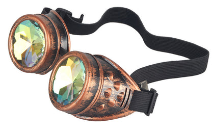 Kaléidoscope lunettes Steampunk hommes lunettes de soleil lunettes rondes coupe-vent accessoires