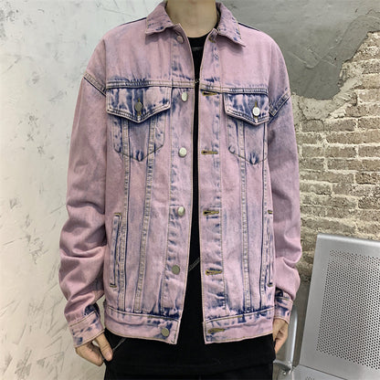 Chaqueta vaquera con efecto tie-dye desgastada High Street para hombre