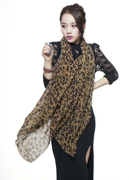 Chiffon Korean fashion scarves scarf leopard long scarf