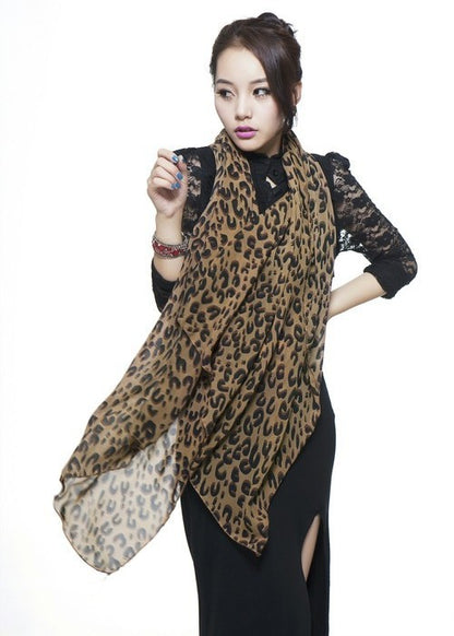 Bufandas de moda coreana de gasa bufanda larga de leopardo