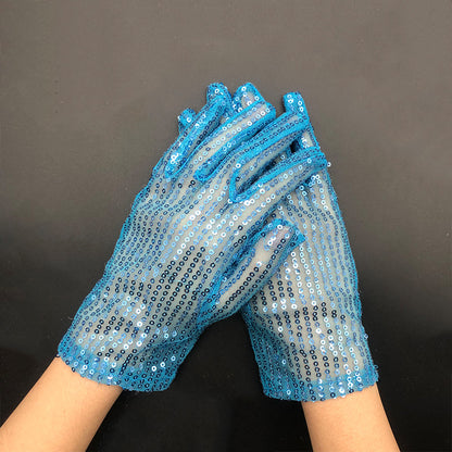 Guantes reflectantes de lentejuelas finas de moda para puesta en escena