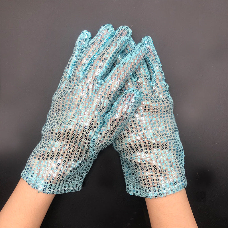 Guantes reflectantes de lentejuelas finas de moda para puesta en escena