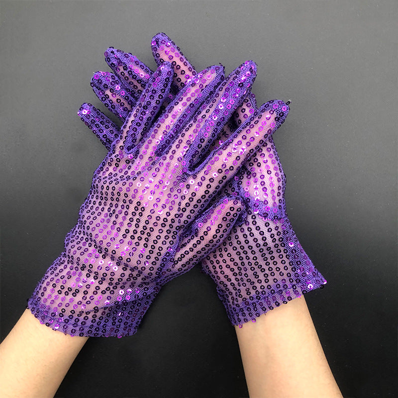 Gants réfléchissants à paillettes fines pour performances sur scène