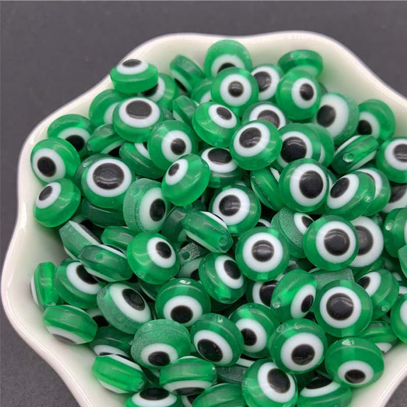 NEW 50PCS 8/10mm Oval Beads Evil Eye Resin Spacer Beads For