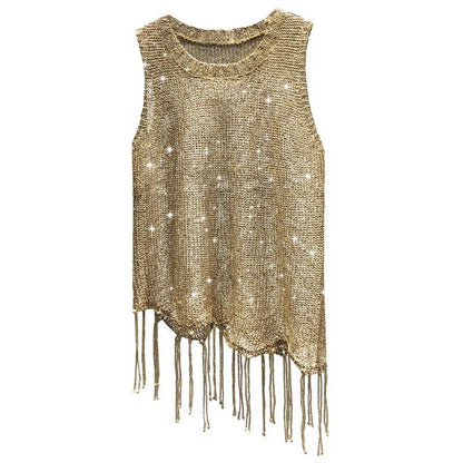 Hollow Sexy Sequined Small Sling Vest