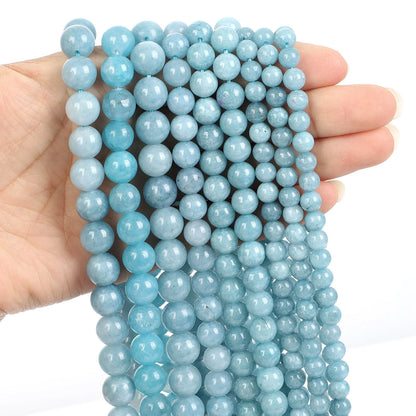 Natural Stone Beads Blue Aquamarine Agate Tiger Eye Quartz Jades Loose Beads For Jewelry Making 4/6/8/10/12mm DIY Bracelets