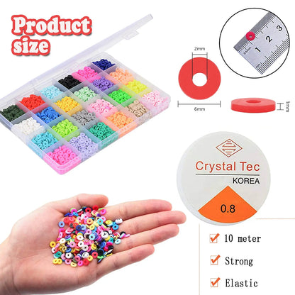 10000 pièces/boîte 6mm argile Bracelet perles pour Kit de fabrication de bijoux, plat rond polymère argile Heishi perles bricolage accessoires faits à la main