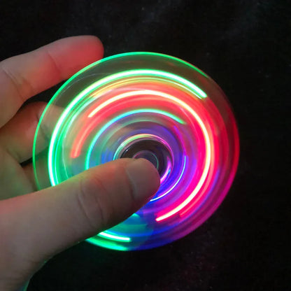 Lumière LED lumineuse en cristal Fidget Spinner, fileurs à main qui brillent dans l'obscurité, jouets anti-Stress EDC, Gyroscope cinétique pour enfants