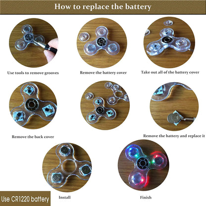 Luz LED luminosa de cristal para niños, Fidget Spinner de mano, mejores hilanderos que brillan en la oscuridad, EDC, juguetes para aliviar el estrés, giroscopio cinético