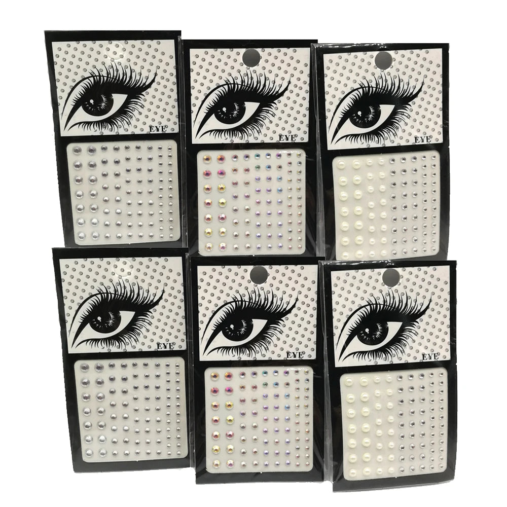 Delineador de ojos con diamantes de imitación, pegatinas para el cuerpo, cristal 3D brillante, maquillaje de cejas, cara, ojos, tatuaje temporal, fiesta, Festival, 1 ud.