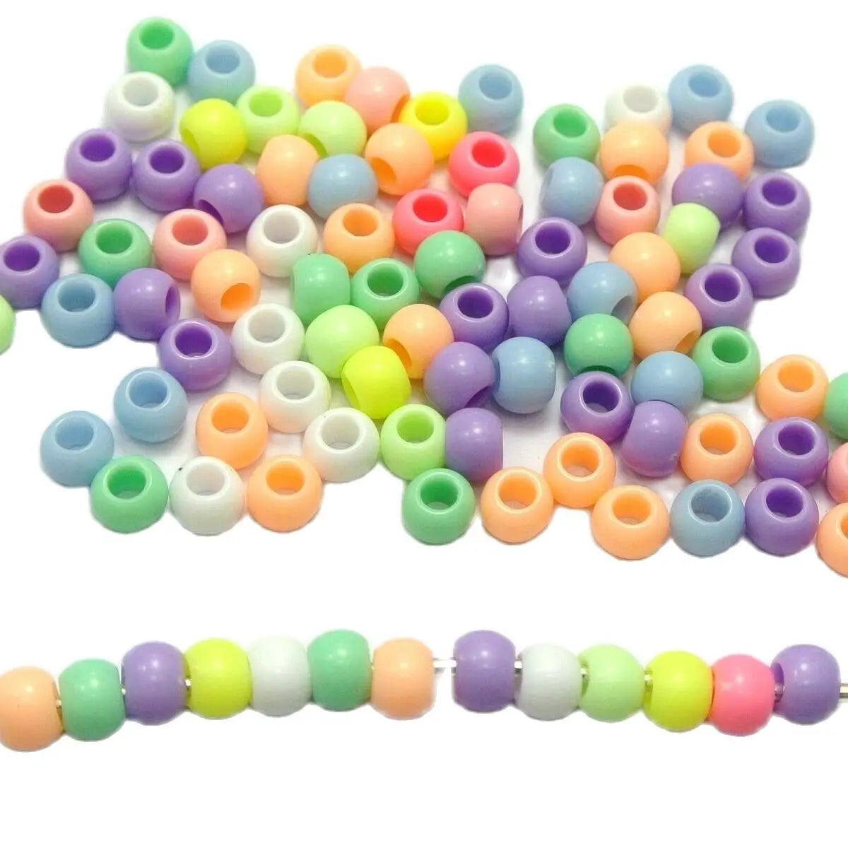 500 Pastel Color Acrylic Round Pony Beads 6X4mm for Kids Craft Kandi Bracelet