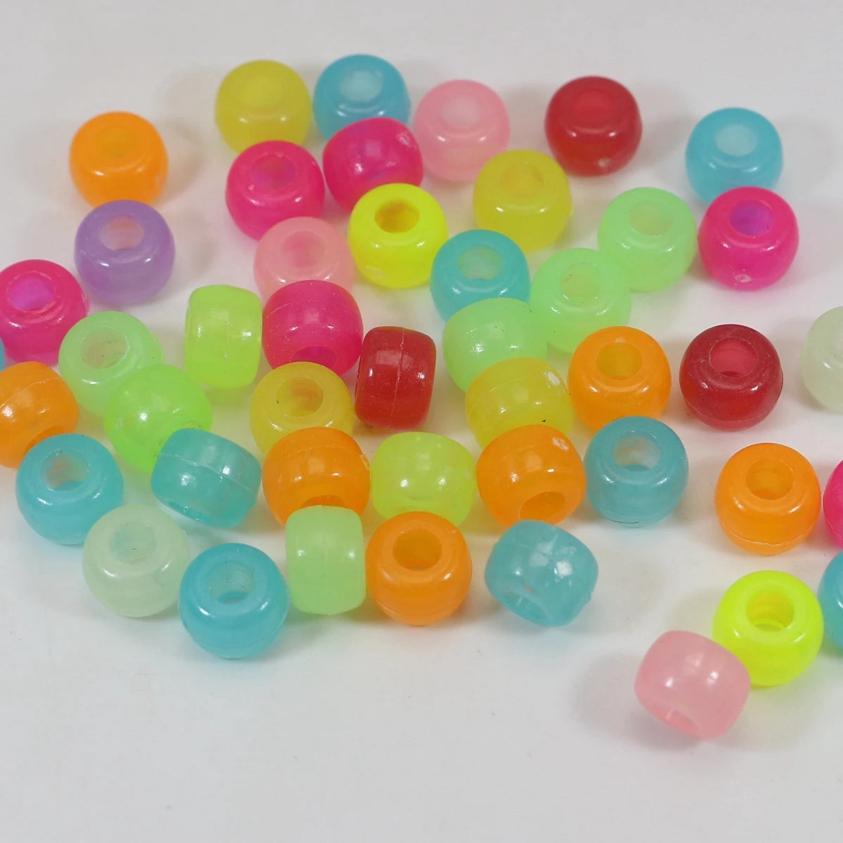 200 Mixed Color Acrylic Barrel Pony Beads 9X6mm Various Style Kids Craft Kandi