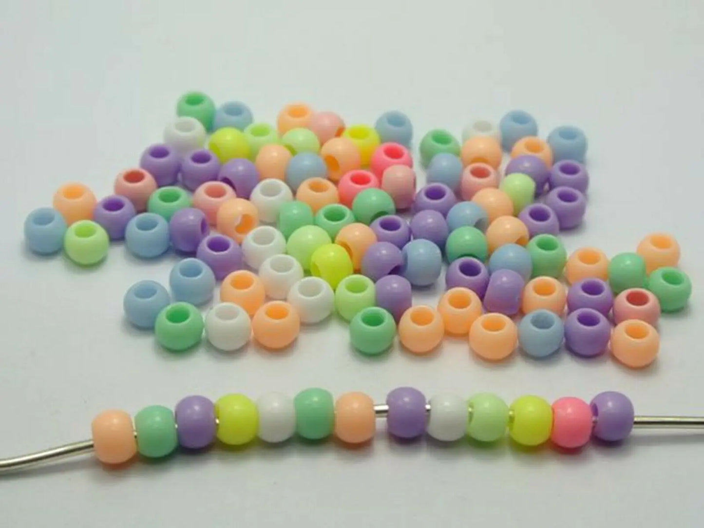 500 Pastel Color Acrylic Round Pony Beads 6X4mm for Kids Craft Kandi Bracelet