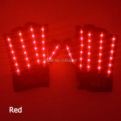 New Style LED Neon Luminous Flashing  Gloves Rave Bar Night Club Fluorescent Glowing Finger Gloves Party Stage Dancing Props