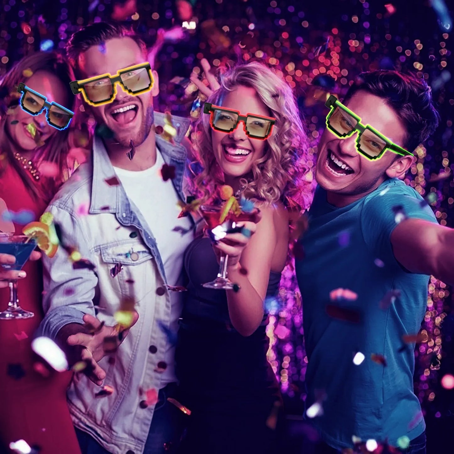 Gafas de sol inalámbricas con brillo LED, gafas de sol a la moda con luz de neón, gafas brillantes para fiesta de disfraces Rave, suministros para fiesta de Halloween