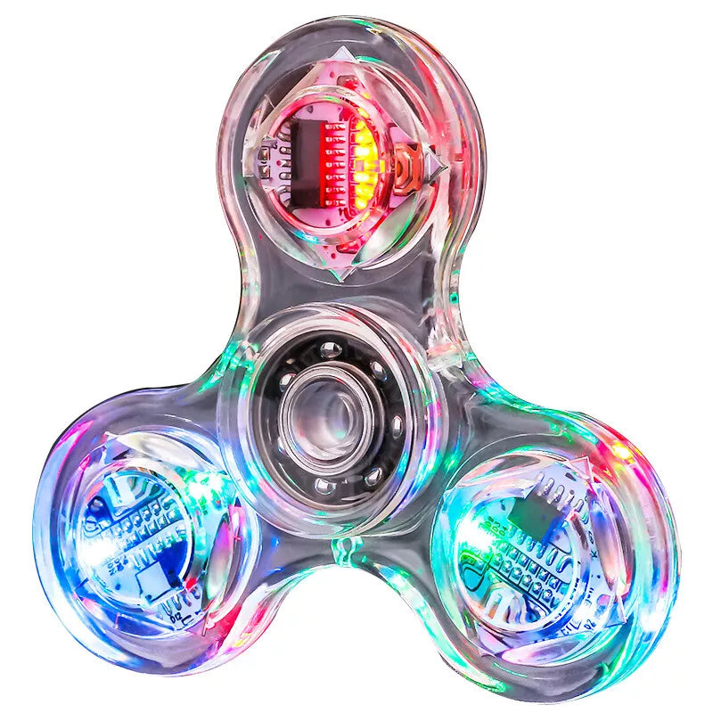 Luz LED luminosa de cristal para niños, Fidget Spinner de mano, mejores hilanderos que brillan en la oscuridad, EDC, juguetes para aliviar el estrés, giroscopio cinético