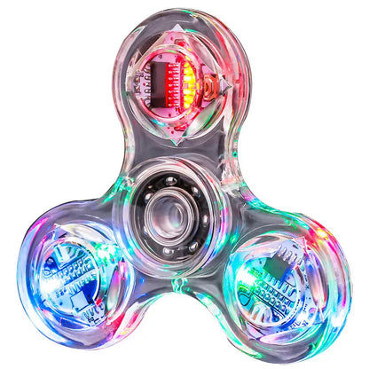 Lumière LED lumineuse en cristal Fidget Spinner, fileurs à main qui brillent dans l'obscurité, jouets anti-Stress EDC, Gyroscope cinétique pour enfants