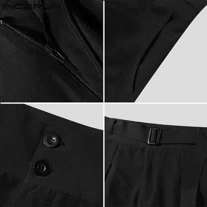 Nuevos y elegantes pantalones de fiesta para hombre, pantalones de pierna ancha, cinturón para hombre, pantalones sencillos que combinan con todo, monos S-5XL INCERUN 2023