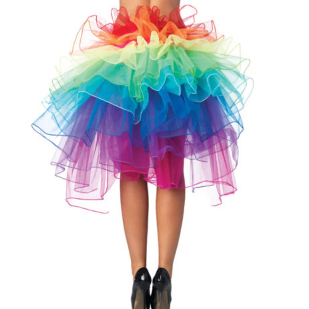 Rainbow Neon Tutu Skirt Rave Party Dance Half Bustle Burlesque Sexy Clubwear