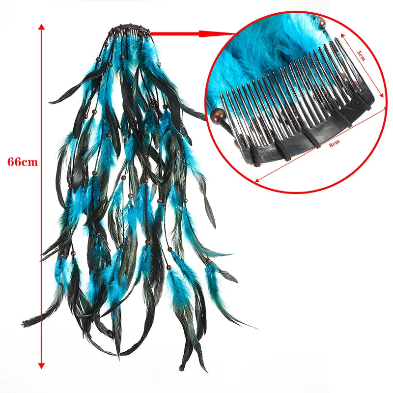 Levao Indian Festival Tassel Feather Hair Combs Hairpins for Women Hippie Headpiece Ethnic Head Band Hair Comb Clips Headwear