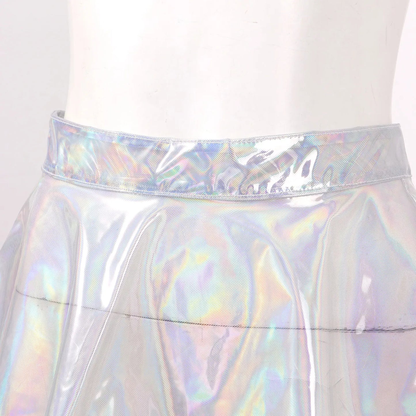 A-line Miniskirt Stylish Fairy Grunge Women Glossy Shiny Transparent Flare Skirt High Street Sexy Club Rave Outfit Can Stacked