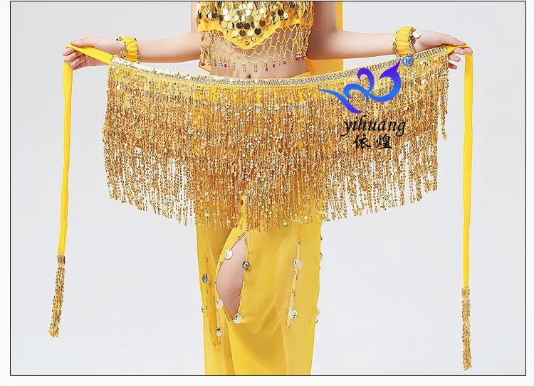 Women Boho Fringe Skirt Sexy Sequin Tassel Belly Dance Hip Scarf Rave Wrap Skirt Belt Performance Custume Skirt 2021