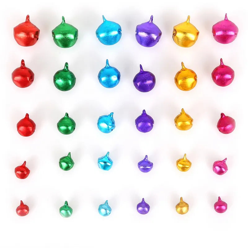 30-200 Uds cascabeles cuentas sueltas de aluminio pequeñas para decoración de fiesta de Festival/decoración de árbol de Navidad/accesorios de artesanía para manualidades