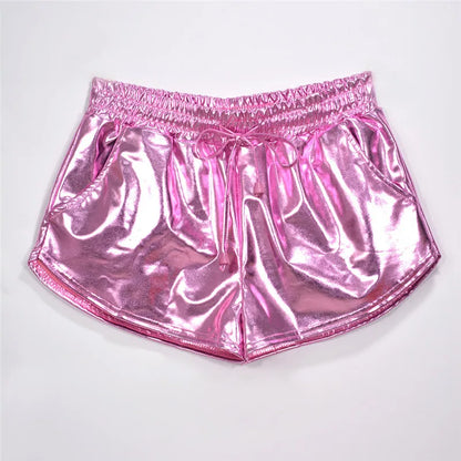 Short métallique brillant pour femmes, Look mouillé holographique, décontracté, solide, élastique, cordon de serrage, Festival Rave, butin, nouvelle collection été 2022