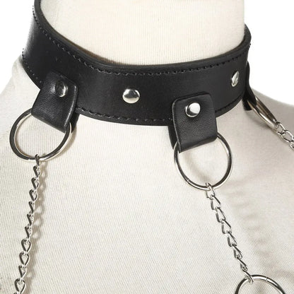 Sexy Faux Leather Body Chain Harness Women Goth Metal  Fashion Rave Wear Festival Outit Jewelry Accessories