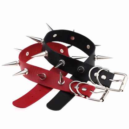 Emo Spike collier ras du cou Punk femme femmes hommes en cuir noir clouté Rivets collier ras du cou Goth bijoux accessoires gothiques