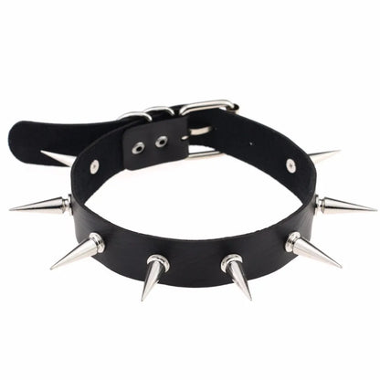 Emo Spike collier ras du cou Punk femme femmes hommes en cuir noir clouté Rivets collier ras du cou Goth bijoux accessoires gothiques